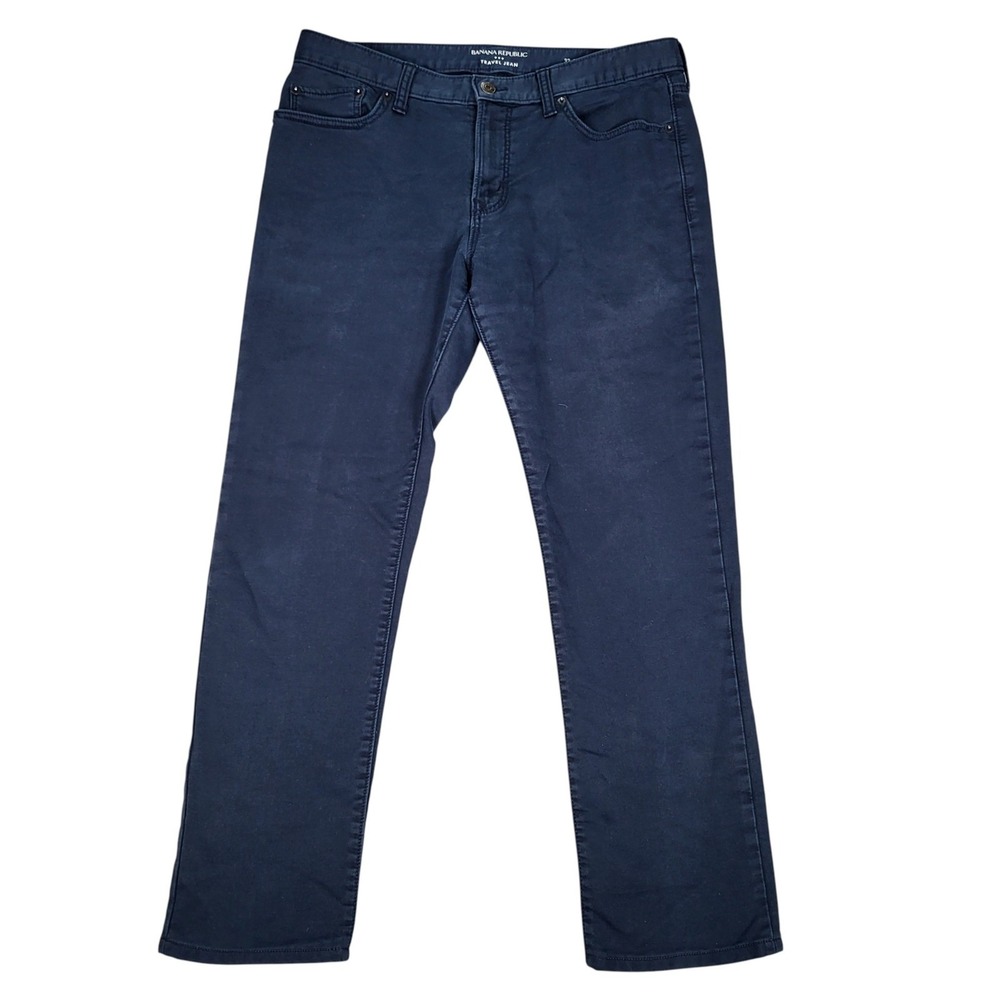 Banana Republic Travel Jean Mens 33x32 (Fits 34x28) Navy Slim Fit Stretch Faded